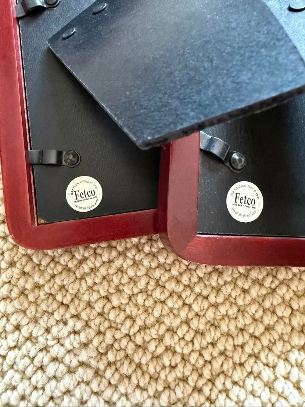 vintage burgundy wood picture frame set of 2 - fetco beacon hill!